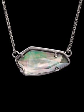 Kendra Scott Cami Silver Pendant Necklace in
Black Mother of Pearl